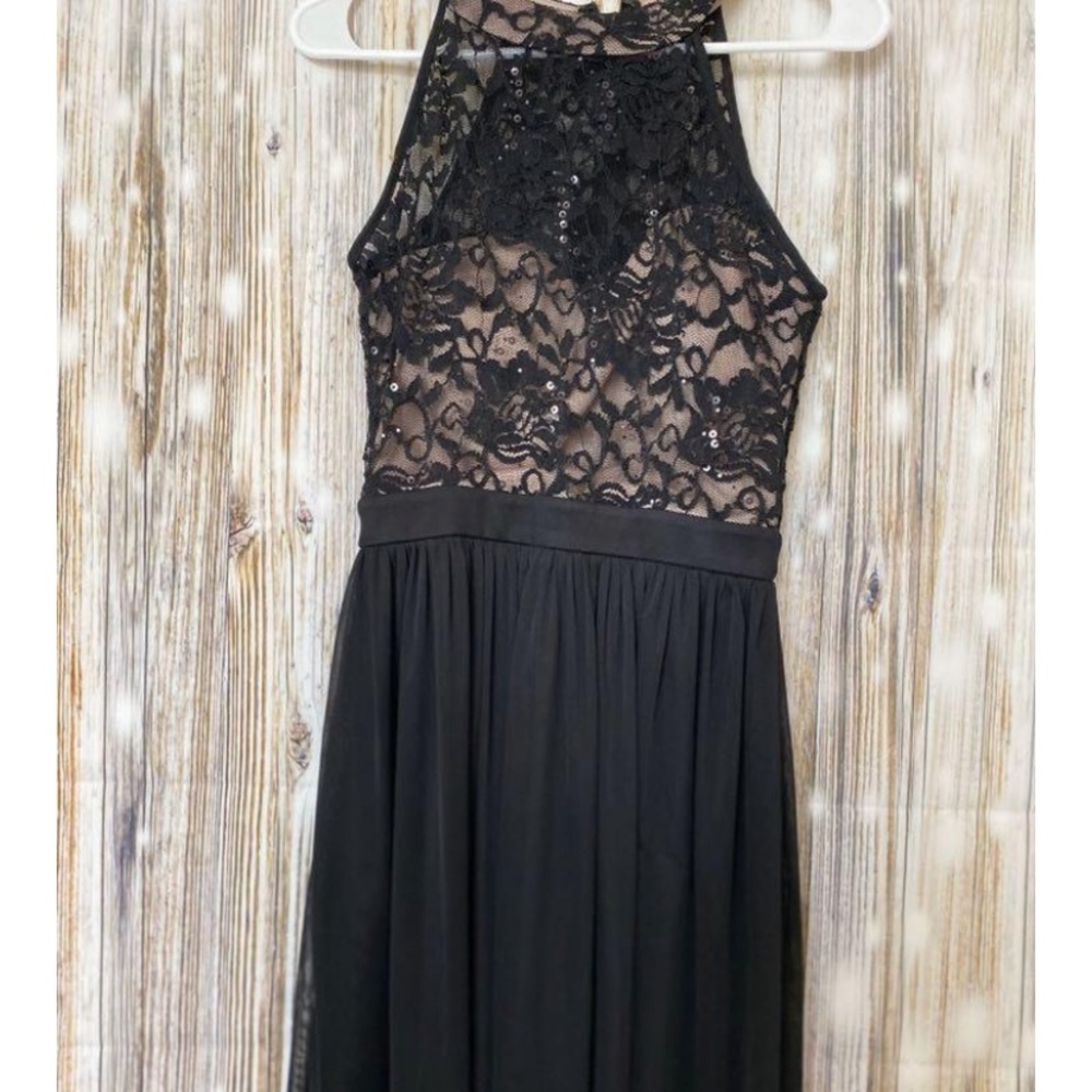 Black sequin and lace dress